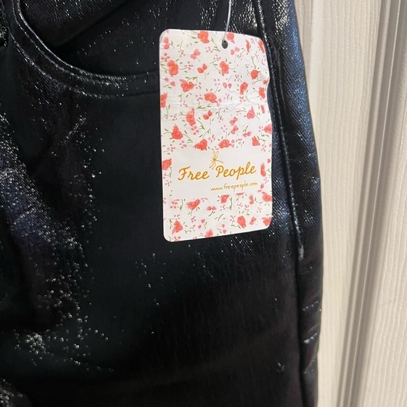 Free People Phoenix Coated Jeans Liquid Black NWT - Picture 9 of 16